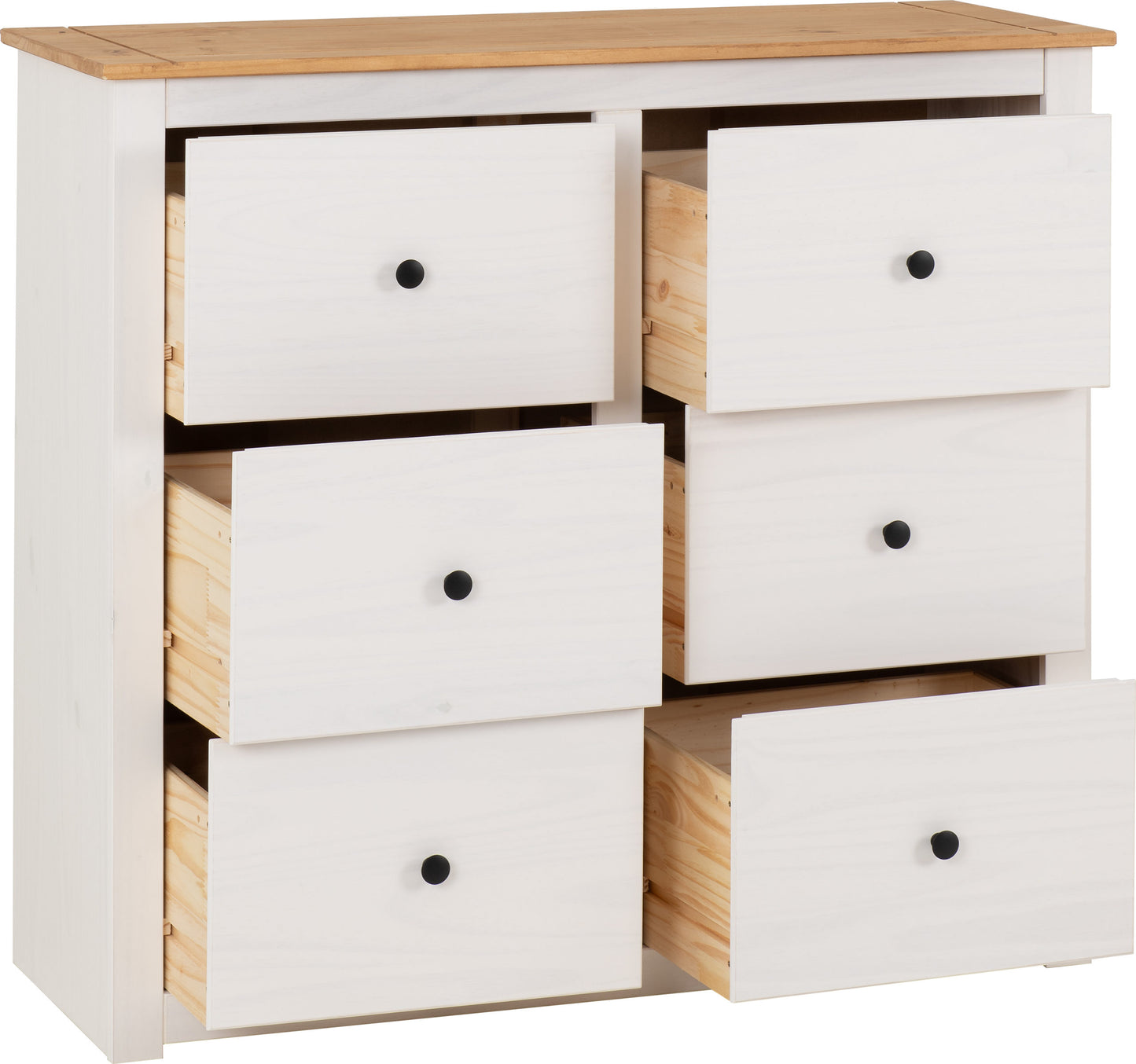 Panama 6 Drawer Chest - White/Natural Wax