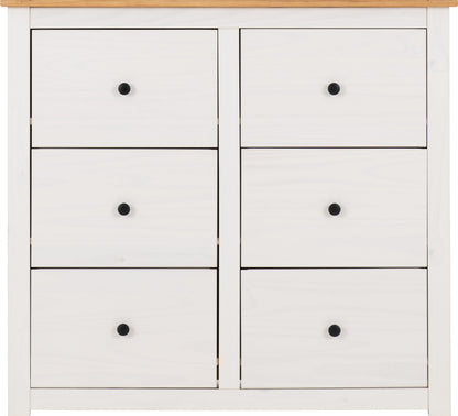 Panama 6 Drawer Chest - White/Natural Wax