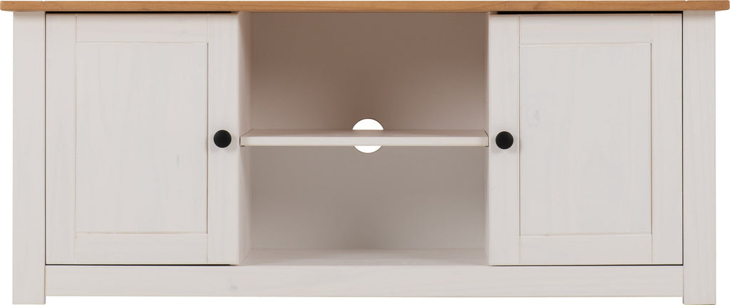 Panama Flat Screen Tv Unit - White/Natural Wax