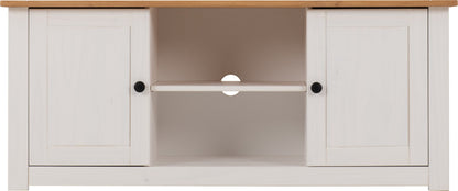 Panama Flat Screen Tv Unit - White/Natural Wax