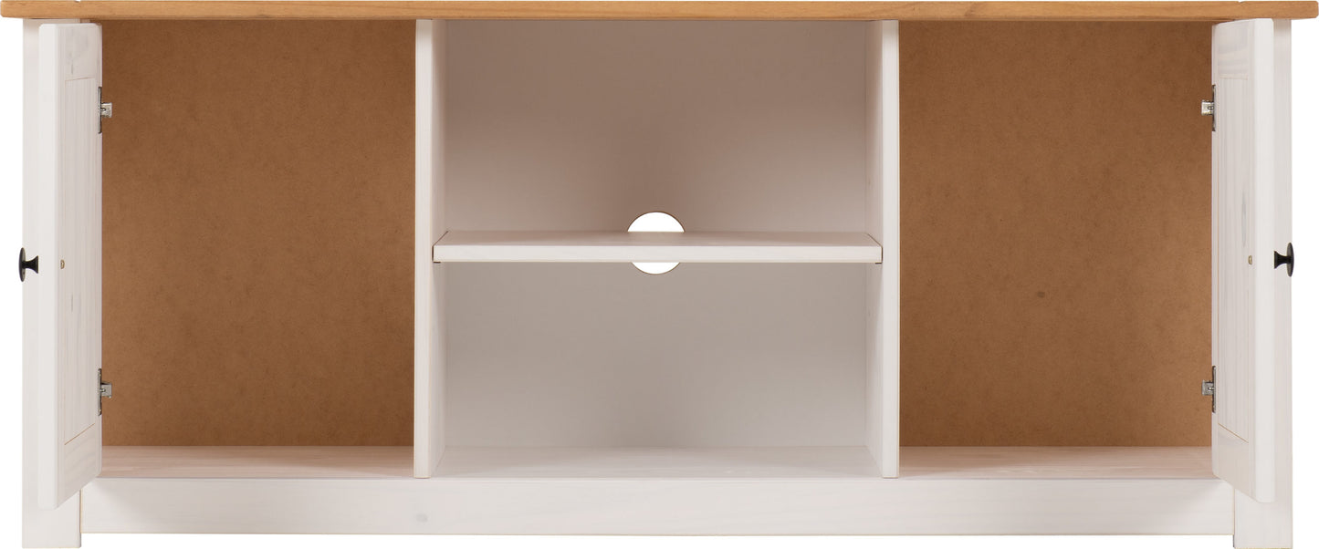 Panama Flat Screen Tv Unit - White/Natural Wax