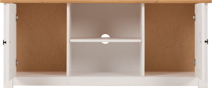 Panama Flat Screen Tv Unit - White/Natural Wax