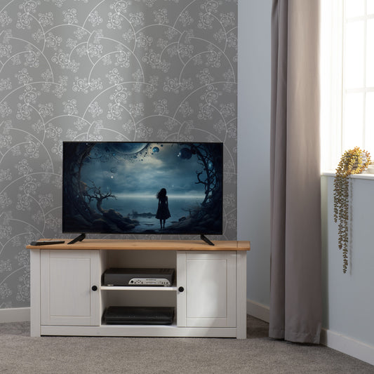 Panama Flat Screen Tv Unit - White/Natural Wax
