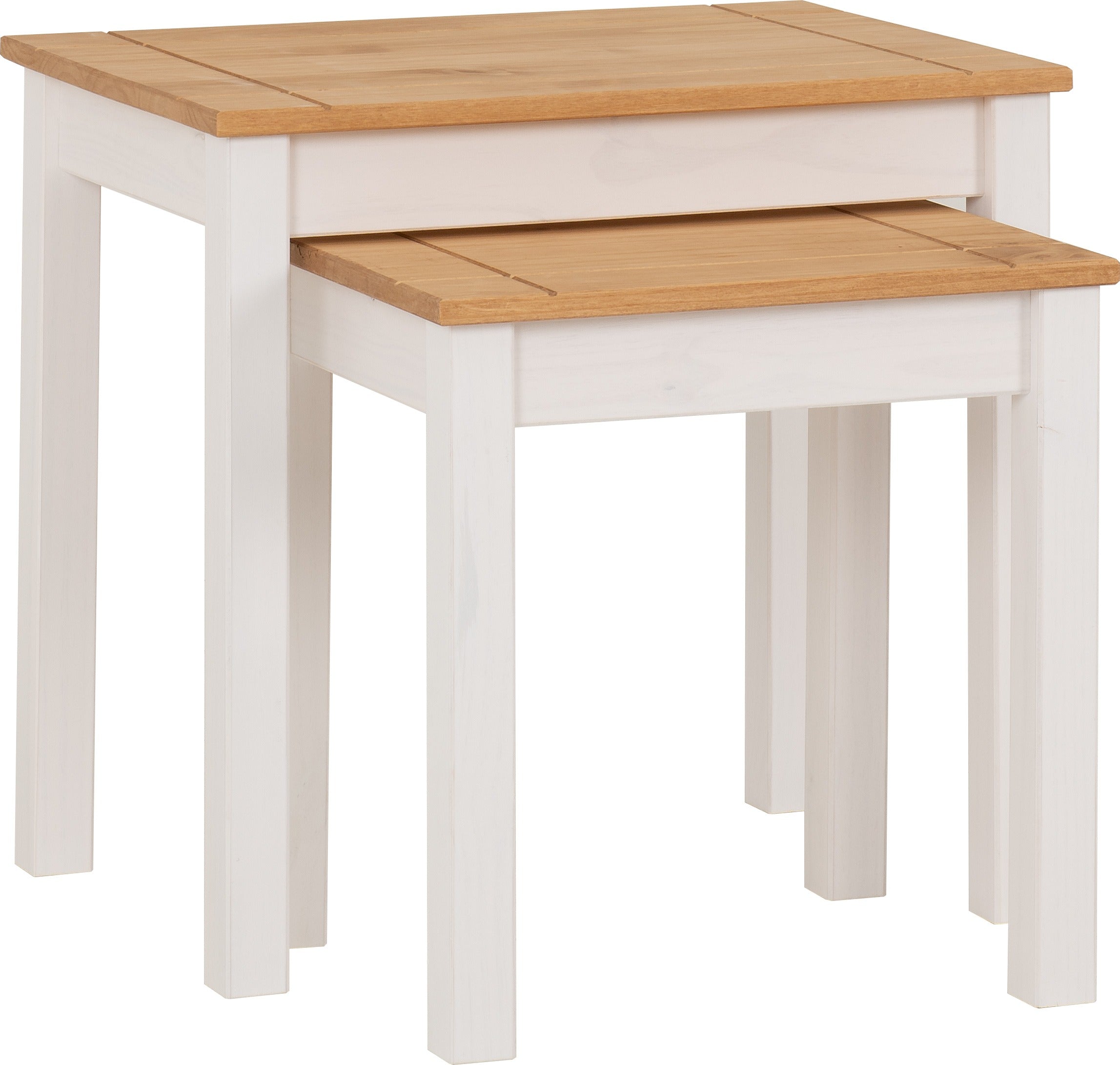 Panama Nest Of 2 Tables - White/Natural Wax