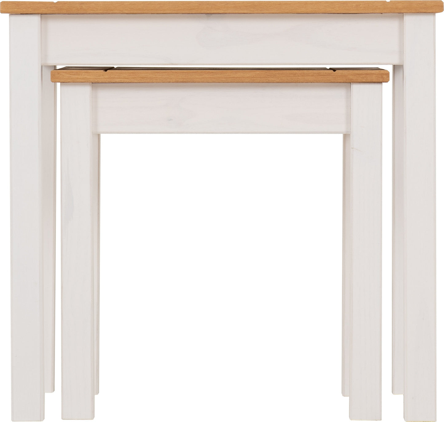 Panama Nest Of 2 Tables - White/Natural Wax