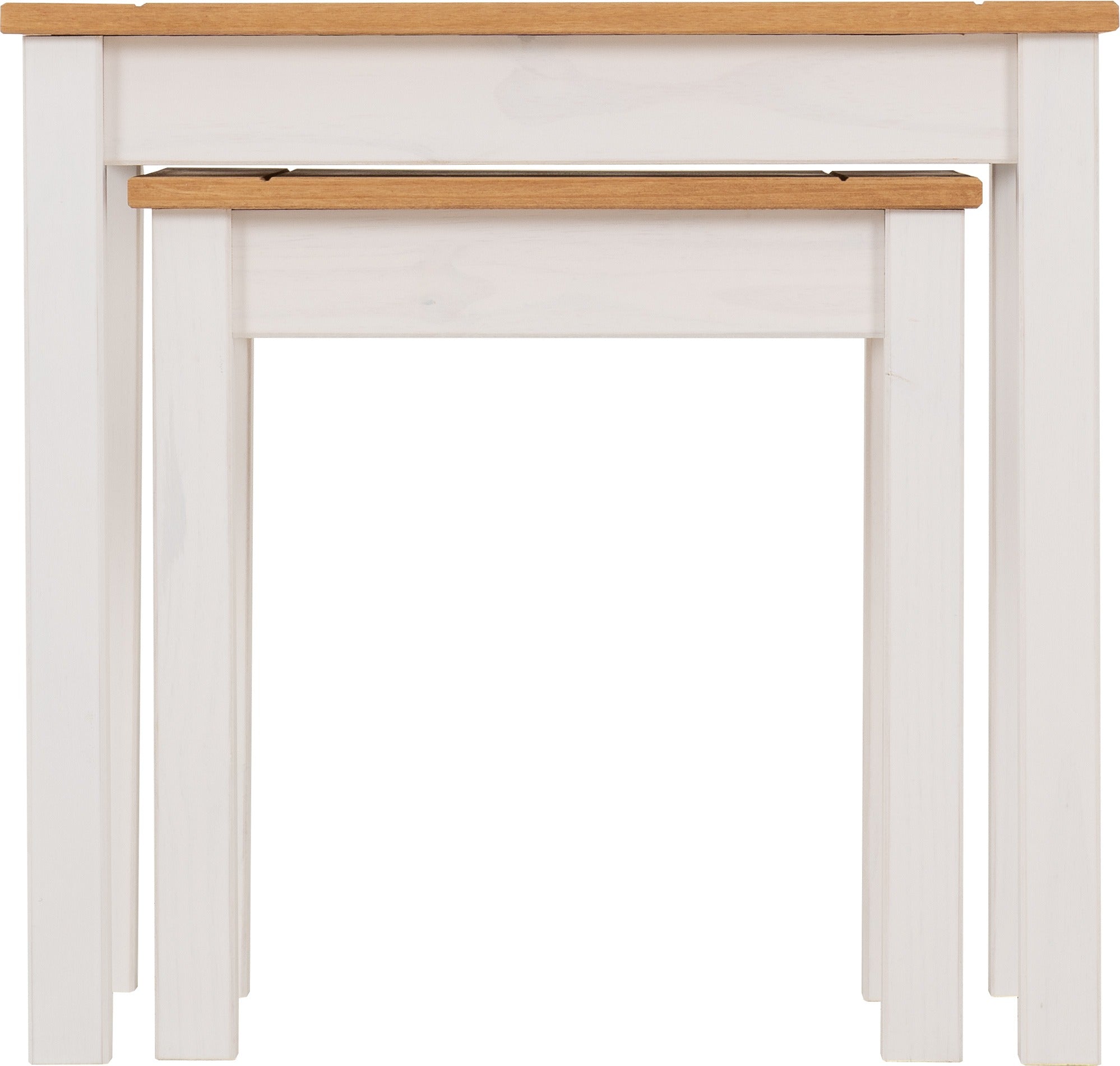 Panama Nest Of 2 Tables - White/Natural Wax