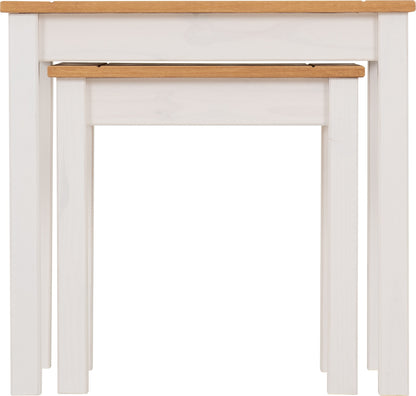 Panama Nest Of 2 Tables - White/Natural Wax