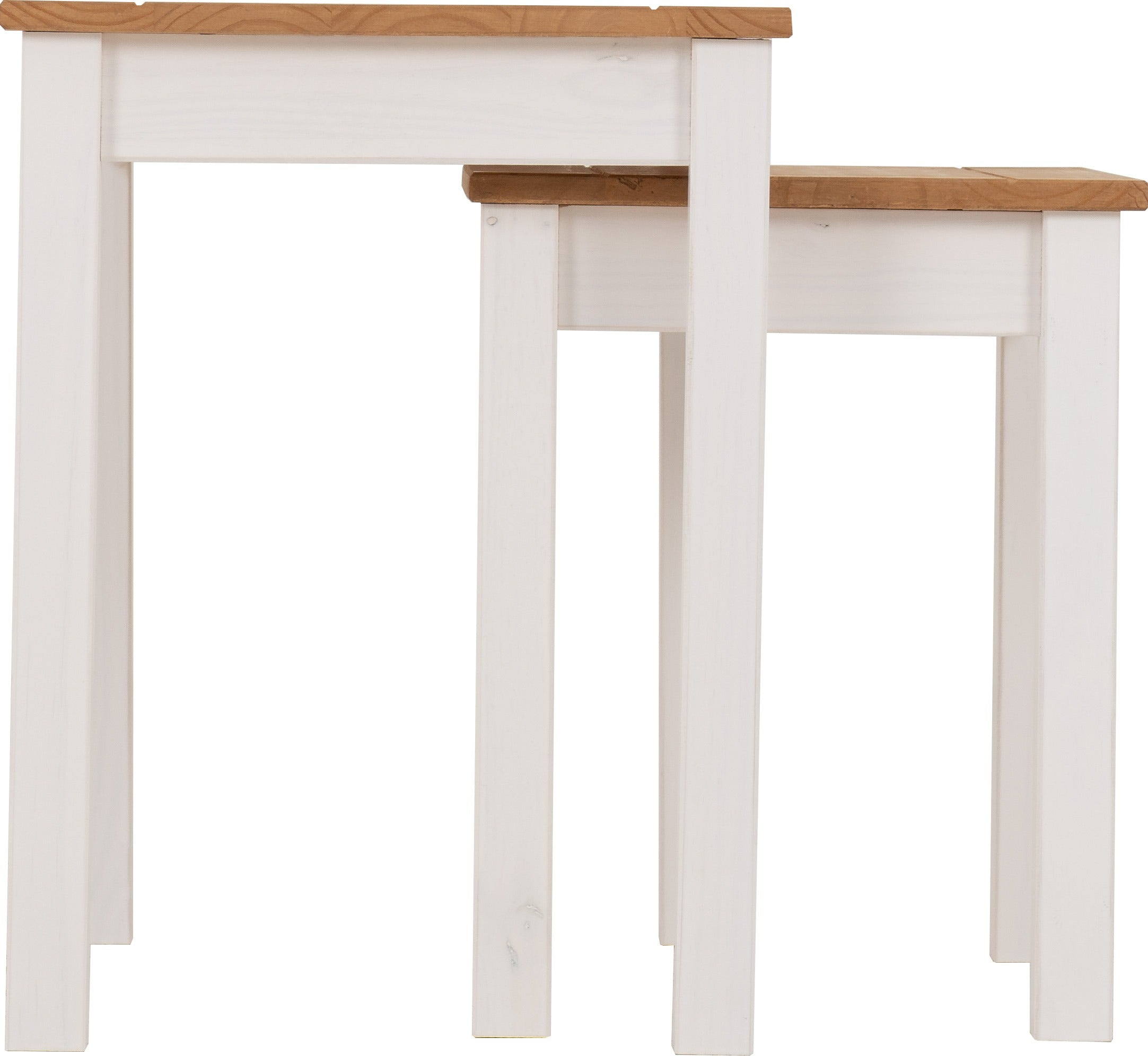 Panama Nest Of 2 Tables - White/Natural Wax