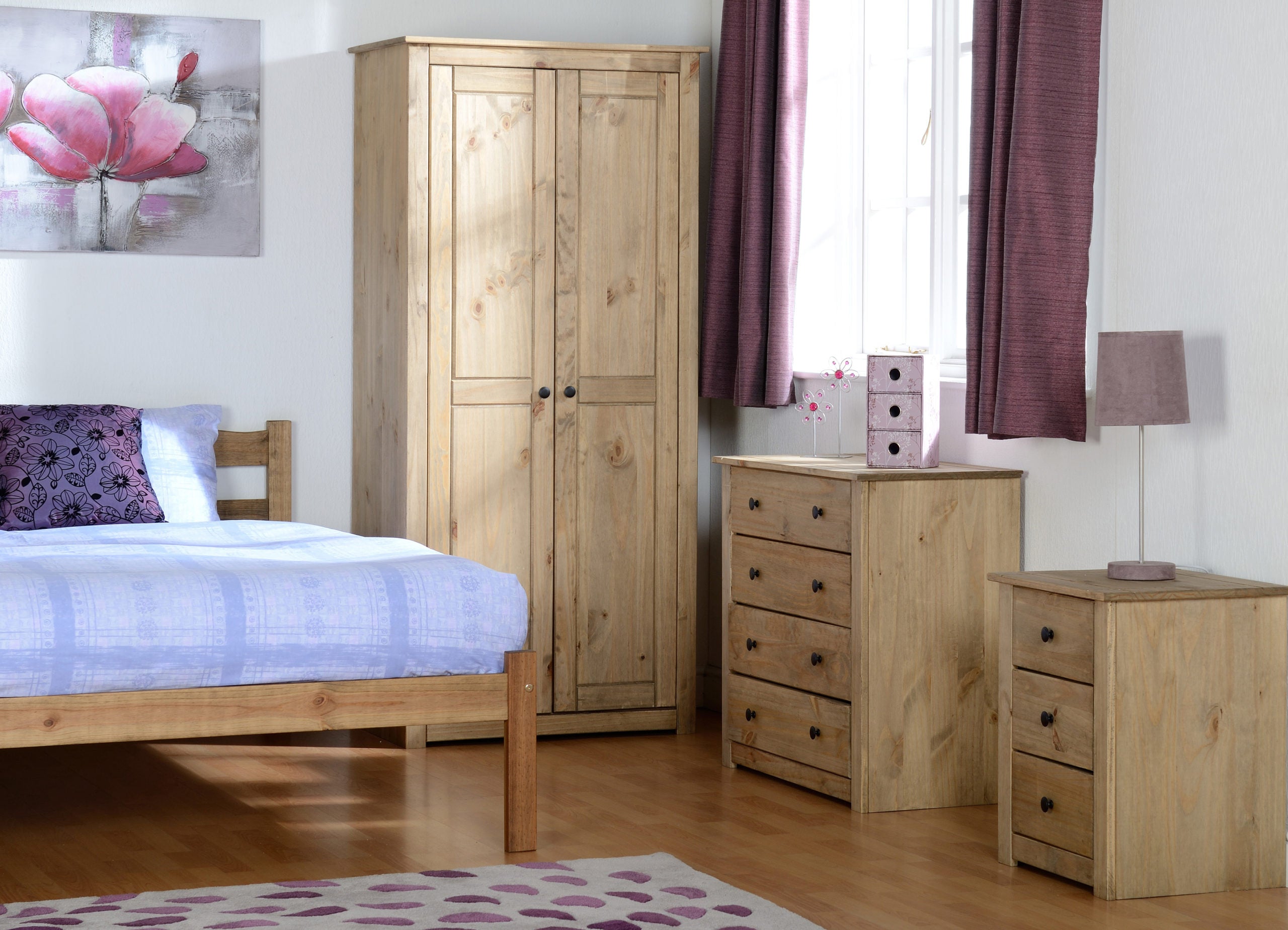 Panama 2 Door Wardrobe - Natural Wax