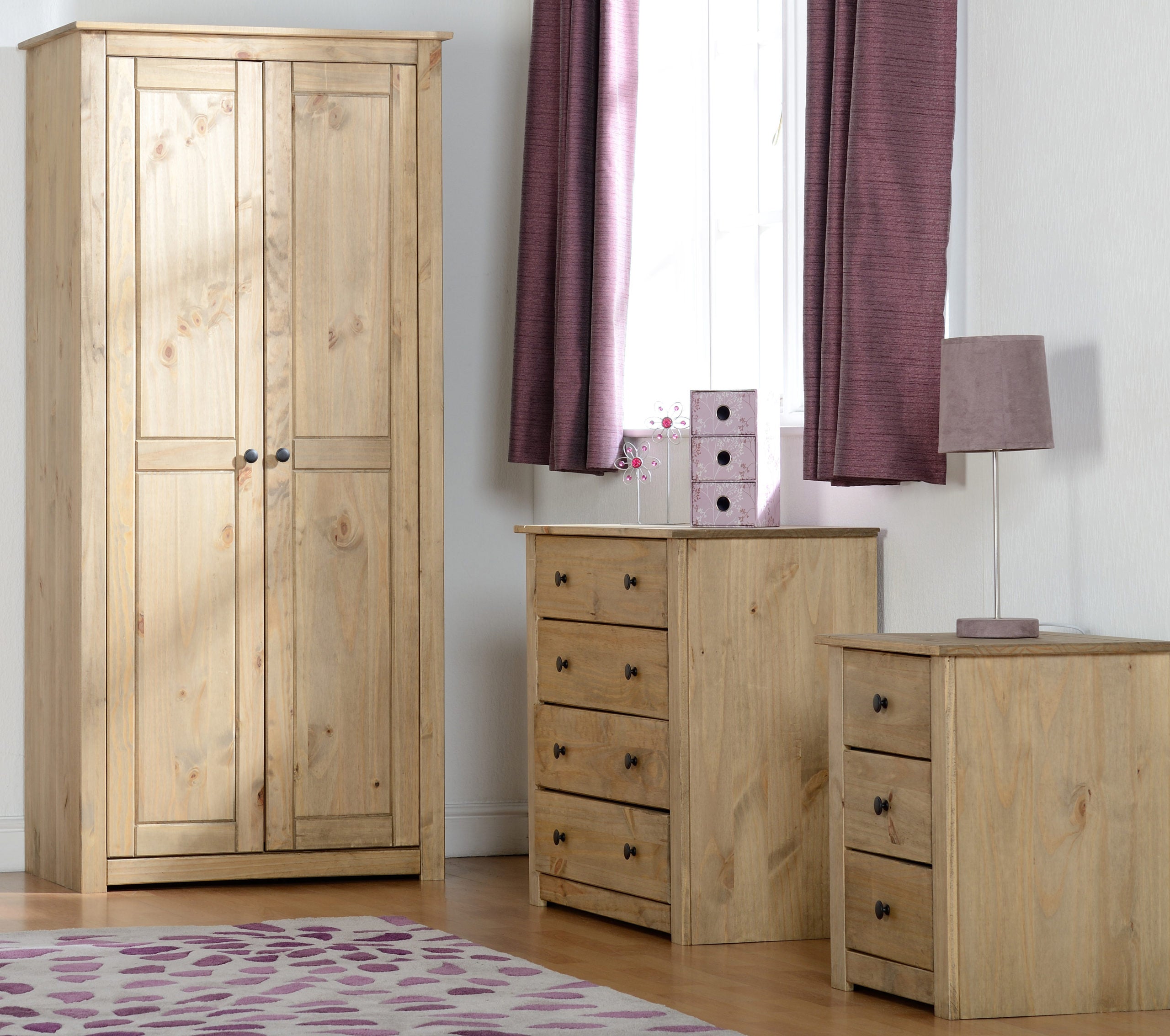 Panama 2 Door Wardrobe - Natural Wax