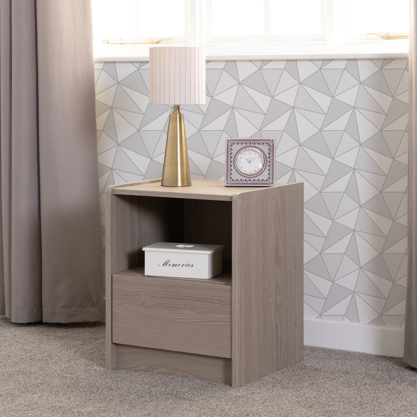 Paris 1 Drawer Bedside - Smoked Ash Effect