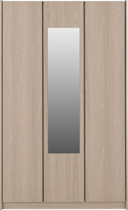 Paris 3 Door Wardrobe Mirrored  - Smoked Ash Effect