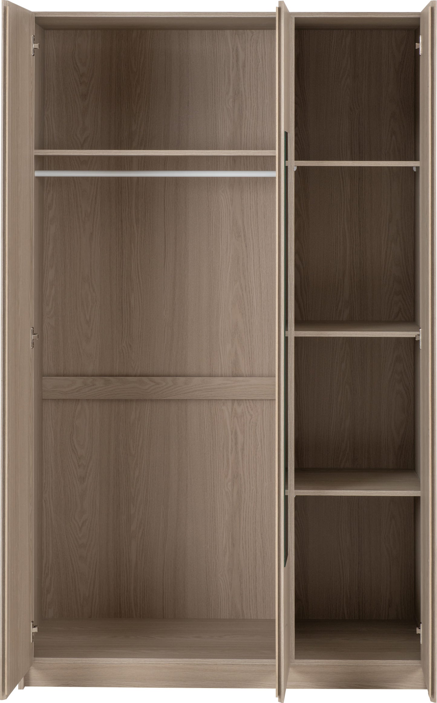 Paris 3 Door Wardrobe Mirrored  - Smoked Ash Effect