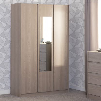 Paris 3 Door Wardrobe Mirrored  - Smoked Ash Effect