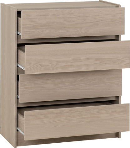 Paris 4 Drawer Chest - Smoked Ash Effect