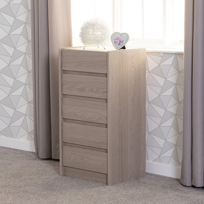 Paris 5 Drawer Chest - Smoked Ash Effect