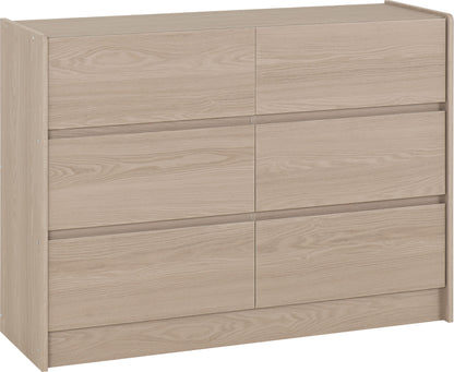 Paris 6 Drawer Chest - Smoked Ash Effect