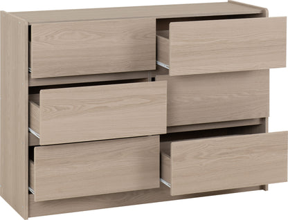 Paris 6 Drawer Chest - Smoked Ash Effect