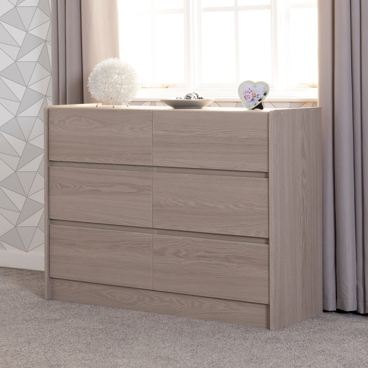 Paris 6 Drawer Chest - Smoked Ash Effect