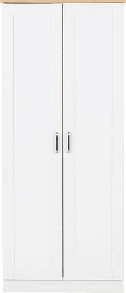 Portland 2 Door Wardrobe - White/Oak Effect