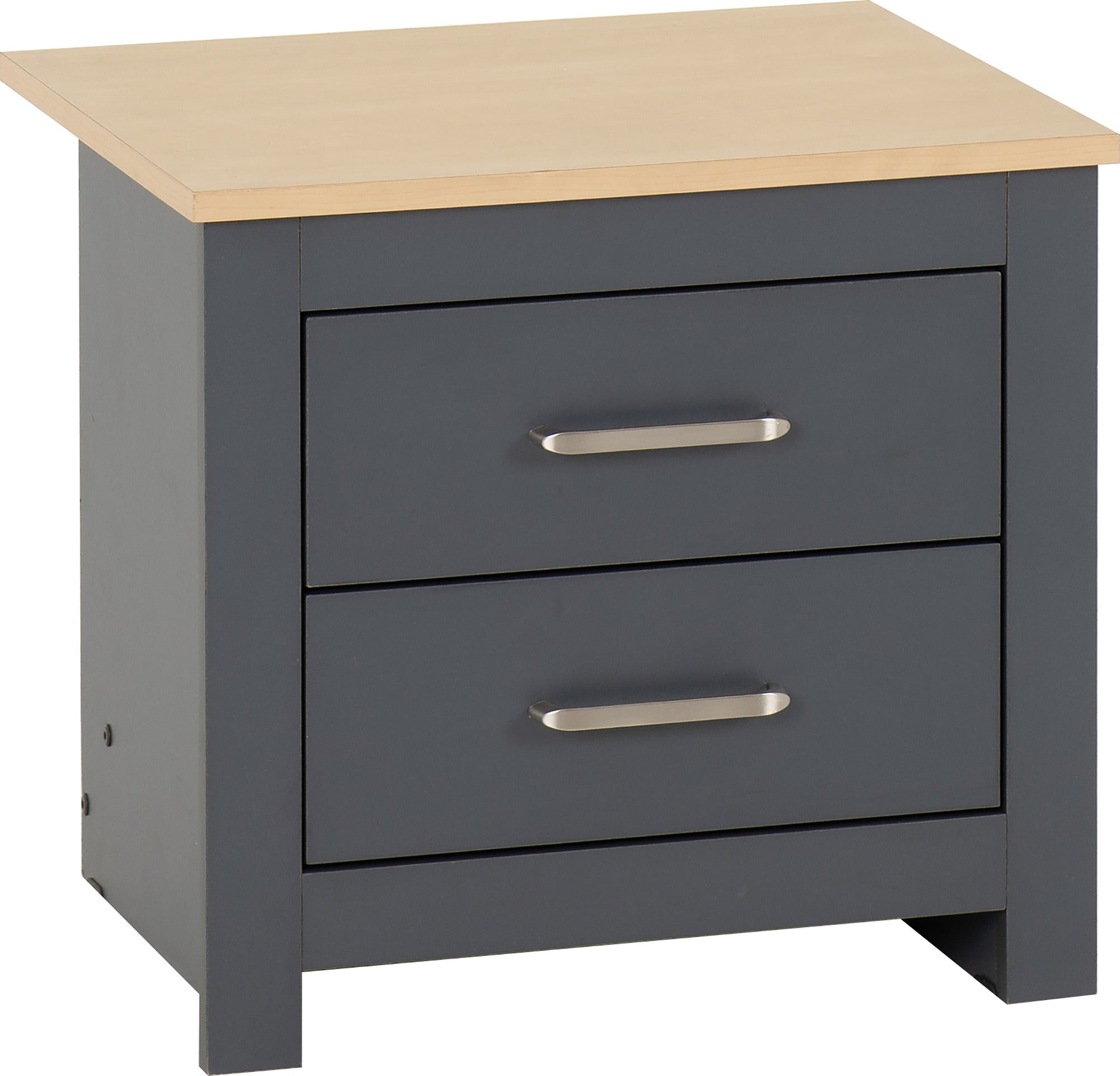 Portland 2 Drawer Bedside - Grey/Oak Effect
