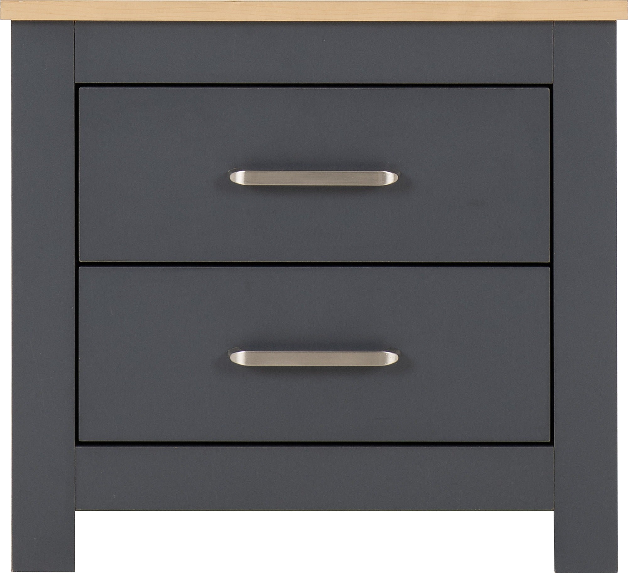 Portland 2 Drawer Bedside - Grey/Oak Effect