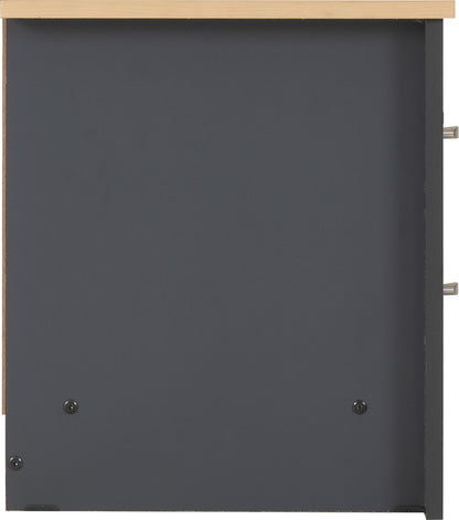 Portland 2 Drawer Bedside - Grey/Oak Effect