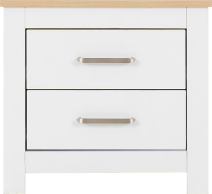 Portland 2 Drawer Bedside - White/Oak Effect