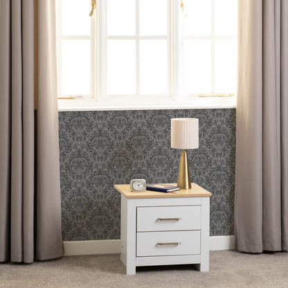Portland 2 Drawer Bedside - White/Oak Effect