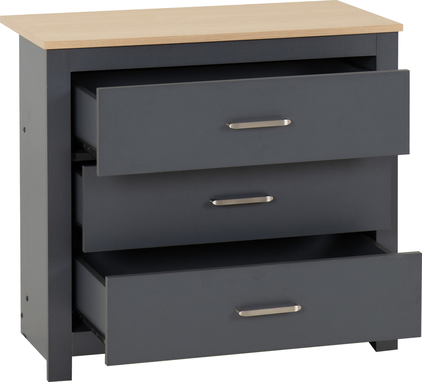 Portland 3 Drawer Chest - Grey/Oak Effect