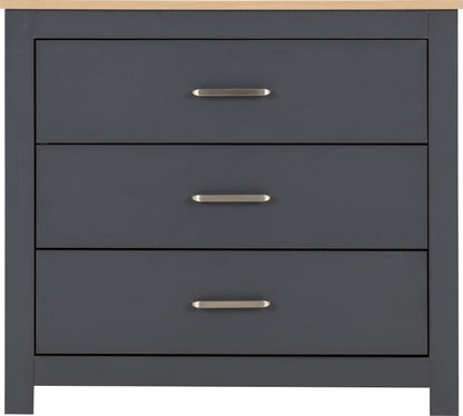 Portland 3 Drawer Chest - Grey/Oak Effect
