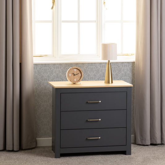 Portland 3 Drawer Chest - Grey/Oak Effect