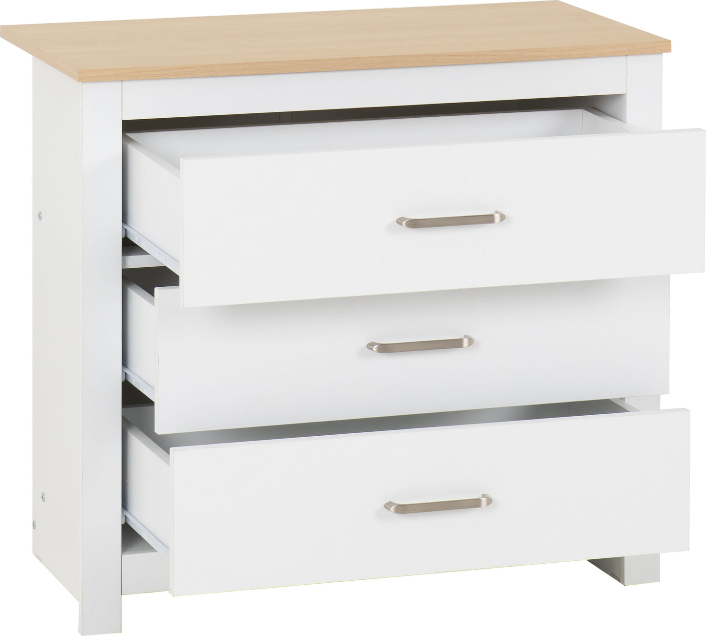 Portland 3 Drawer Chest - White/Oak Effect