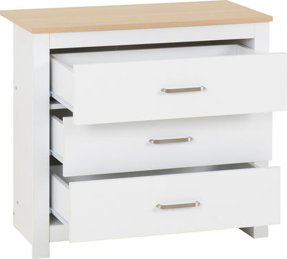 Portland 3 Drawer Chest - White/Oak Effect