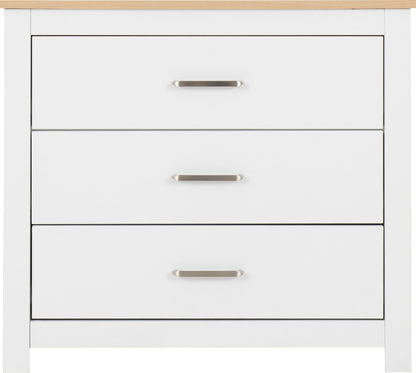 Portland 3 Drawer Chest - White/Oak Effect