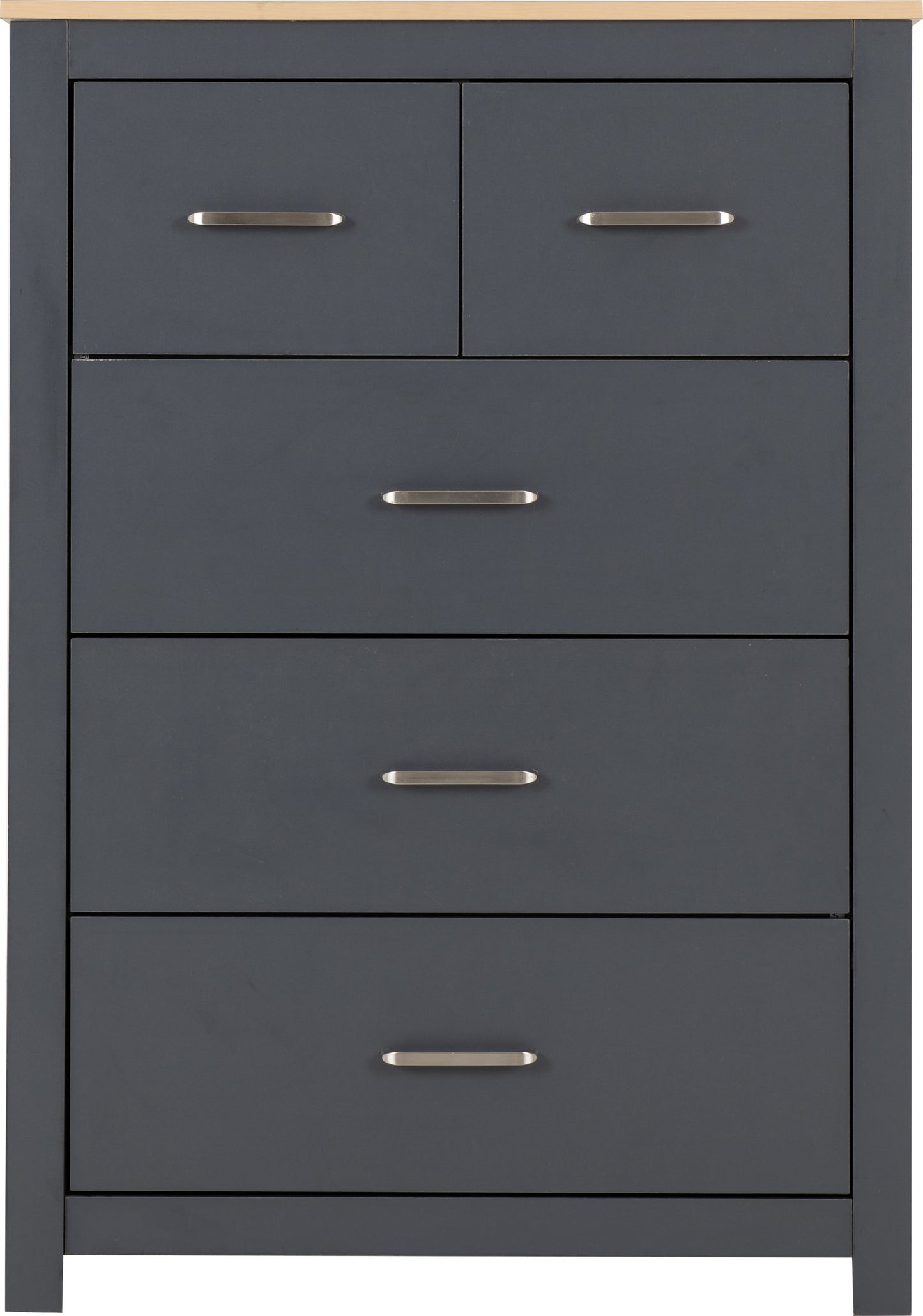 Portland 3+2 Drawer Chest - Grey/Oak Effect