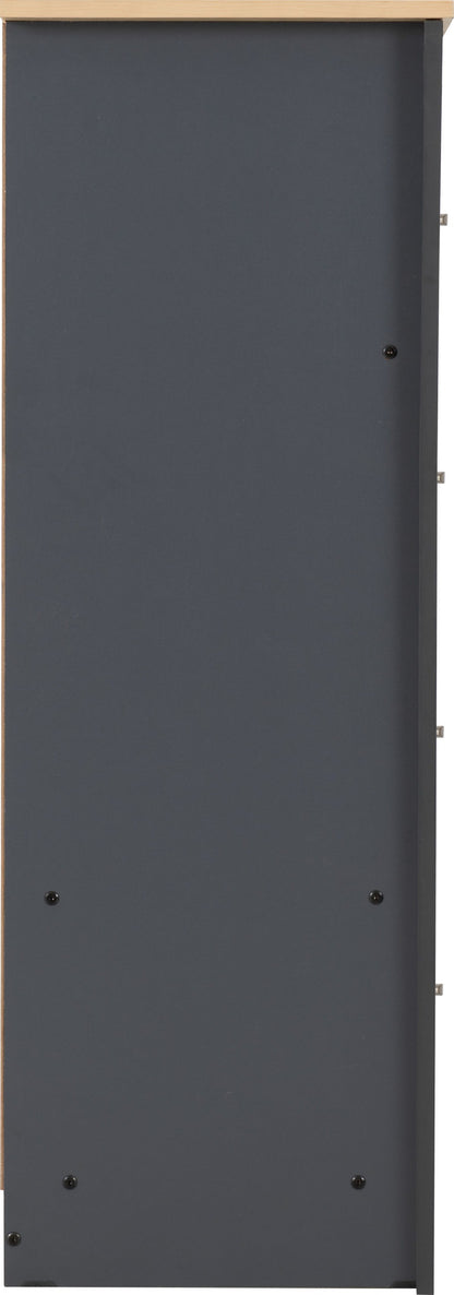 Portland 3+2 Drawer Chest - Grey/Oak Effect