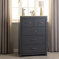 Portland 3+2 Drawer Chest - Grey/Oak Effect