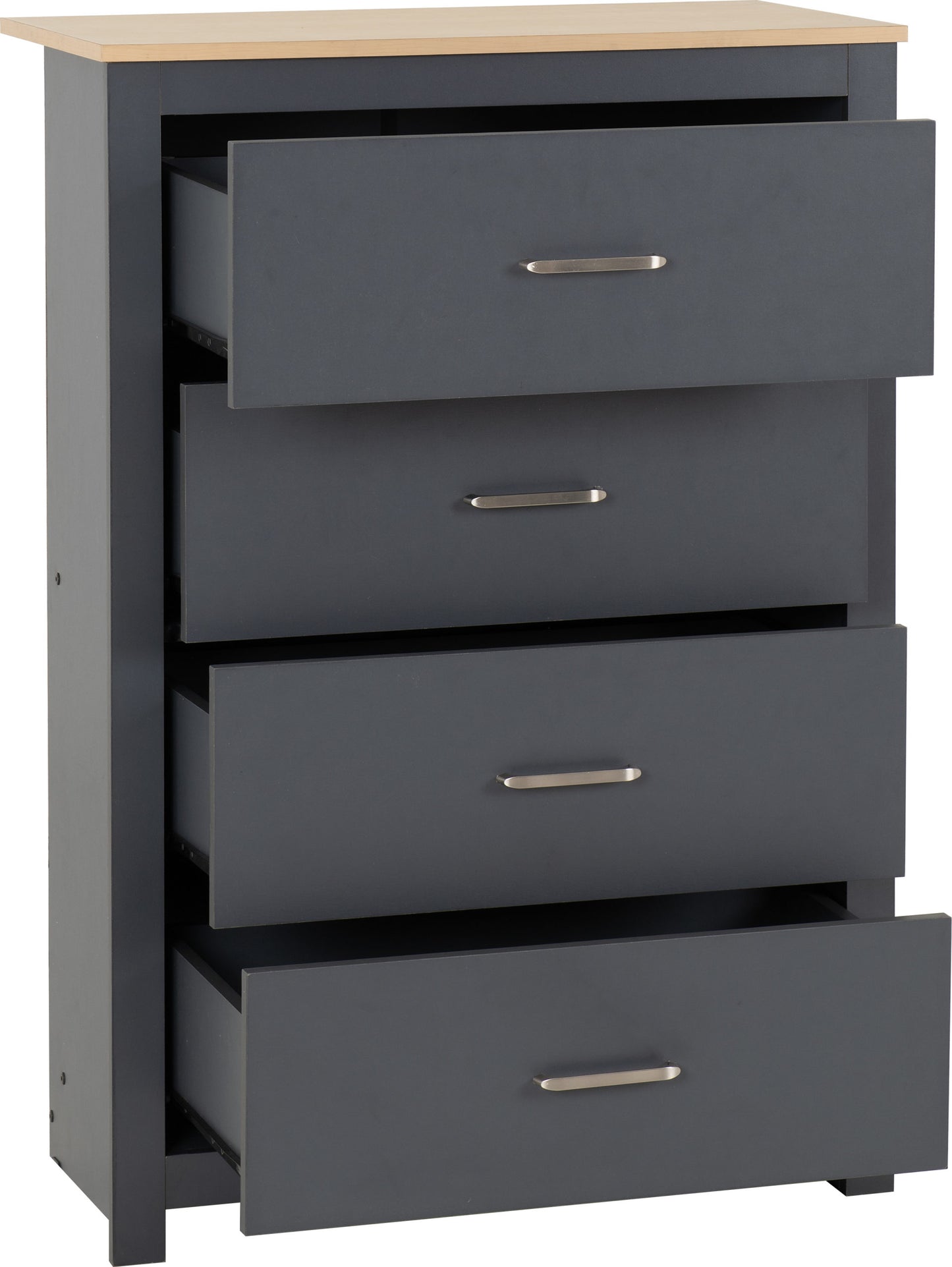 Portland 4 Drawer Chest - Grey/Oak Effect