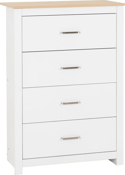 Portland 4 Drawer Chest - White/Oak Effect
