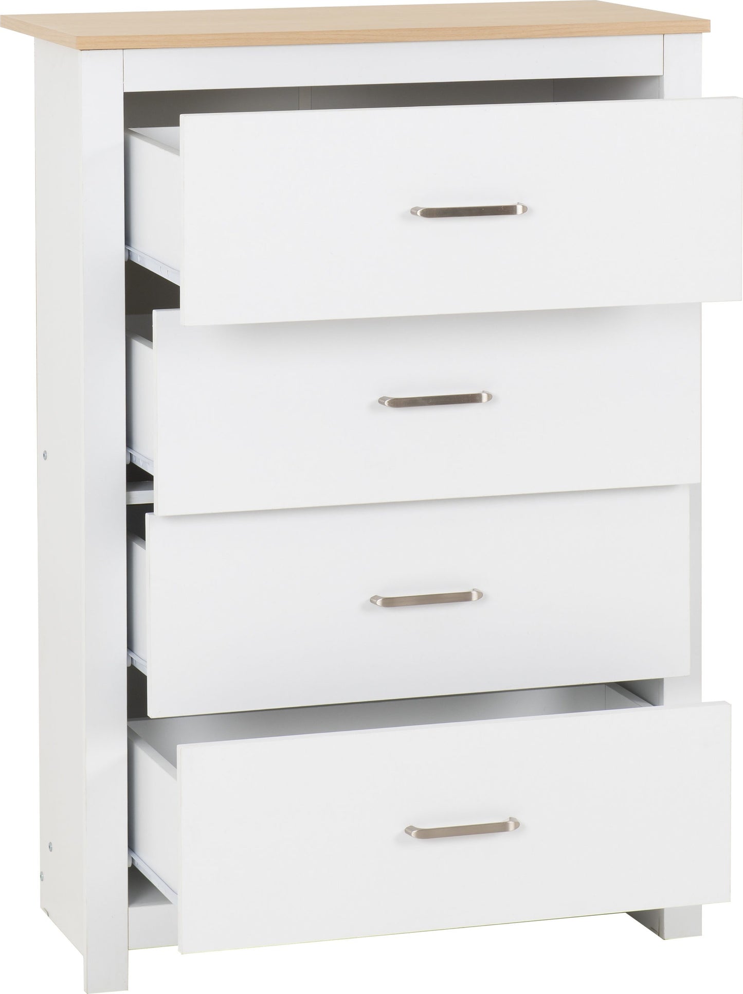 Portland 4 Drawer Chest - White/Oak Effect