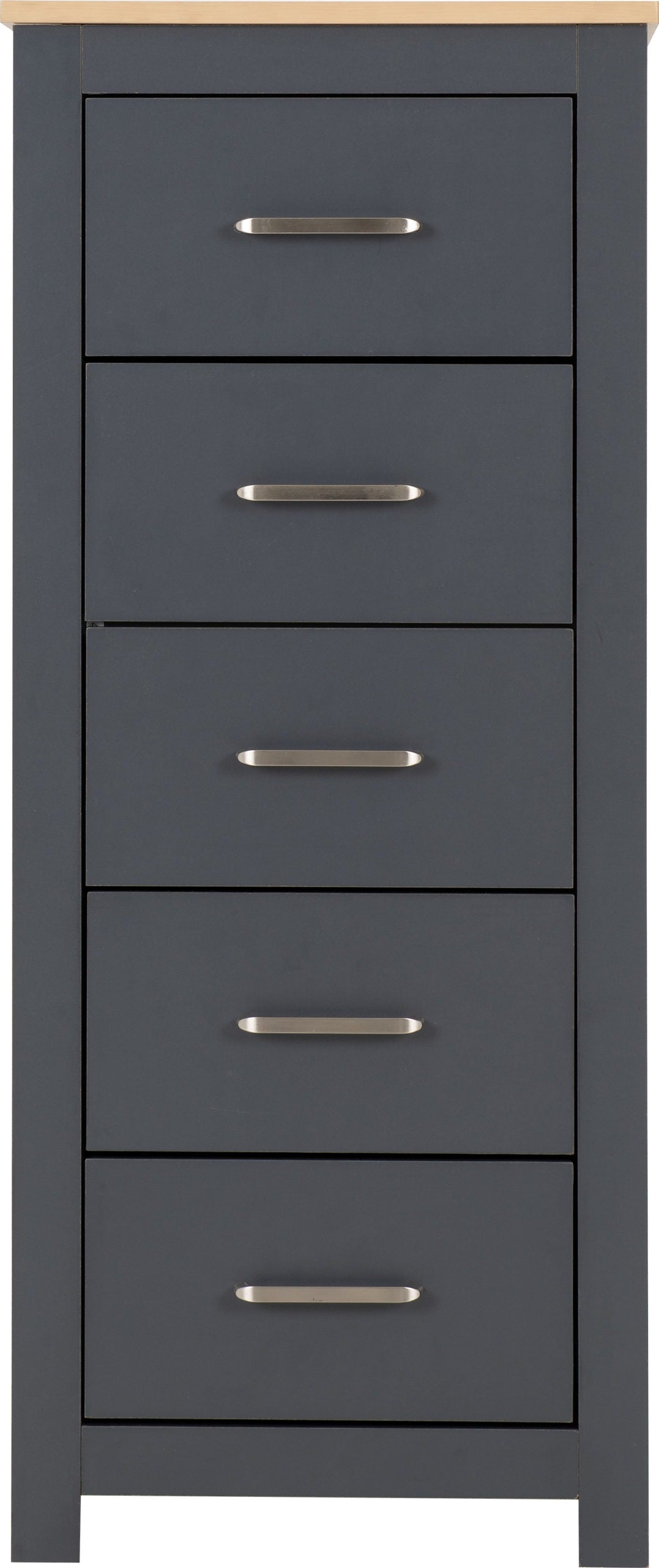 Portland 5 Drawer Narrow Chest - Grey/Oak Effect