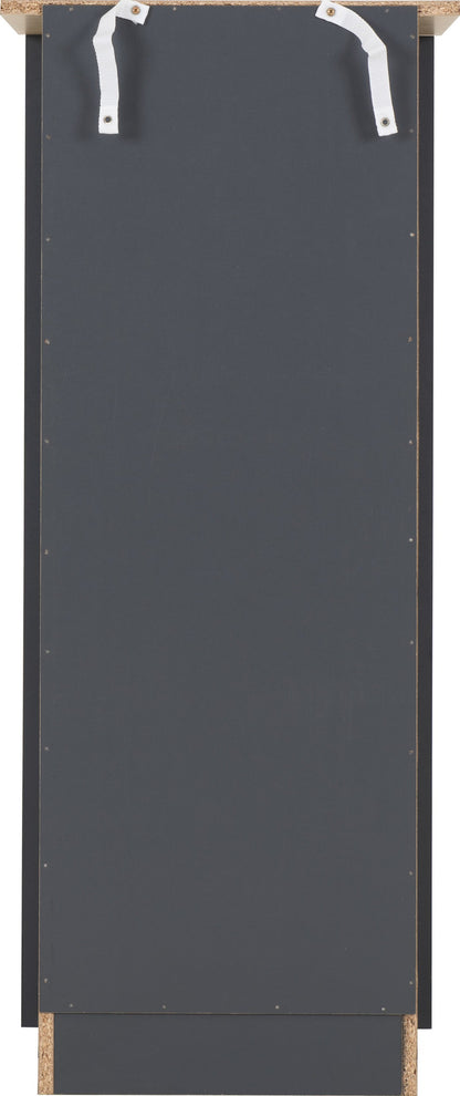 Portland 5 Drawer Narrow Chest - Grey/Oak Effect