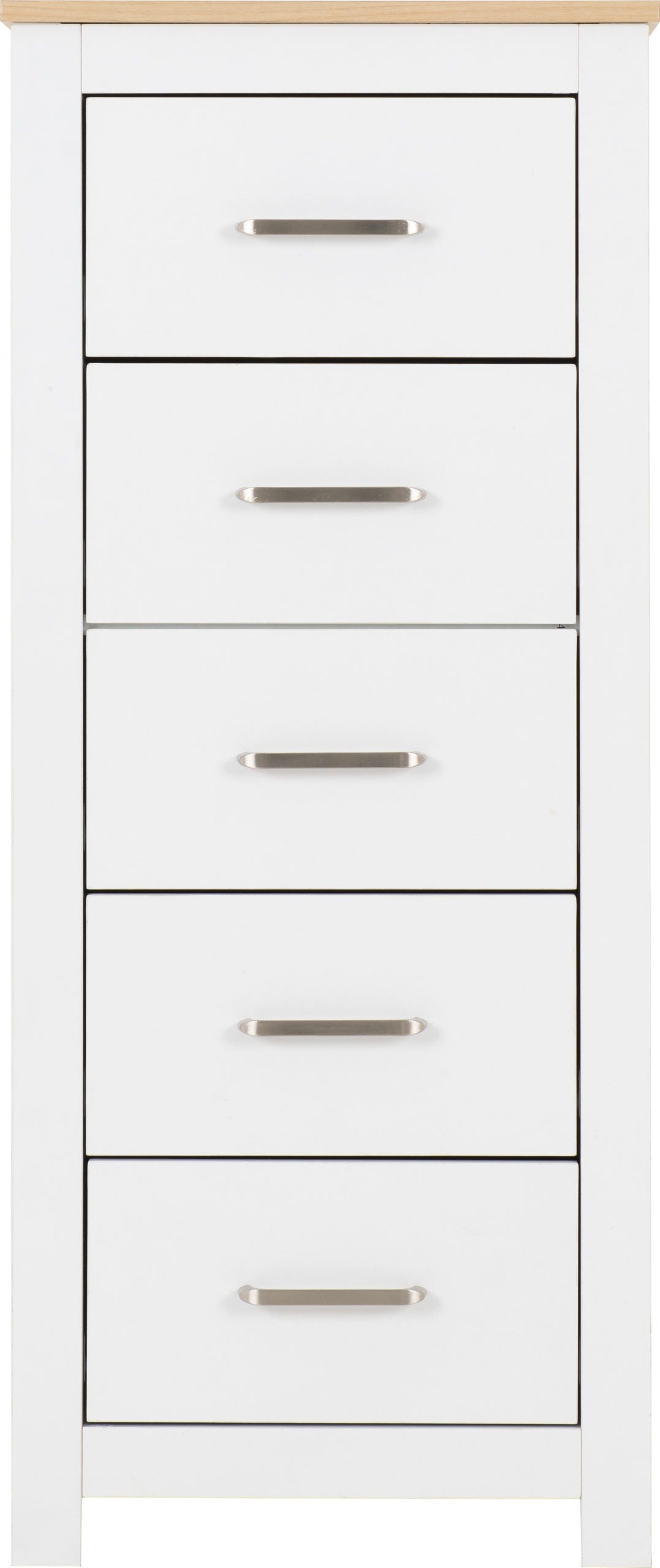Portland 5 Drawer Narrow Chest - White/Oak Effect