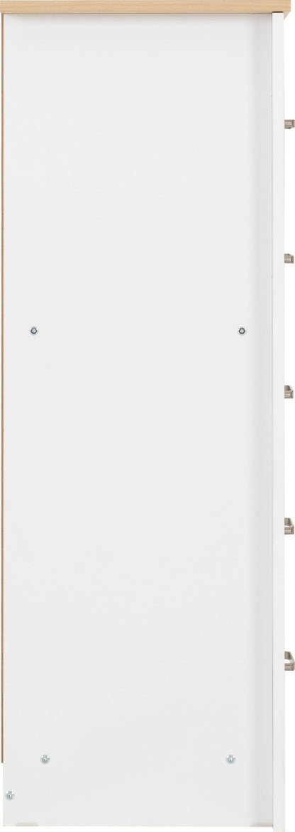 Portland 5 Drawer Narrow Chest - White/Oak Effect