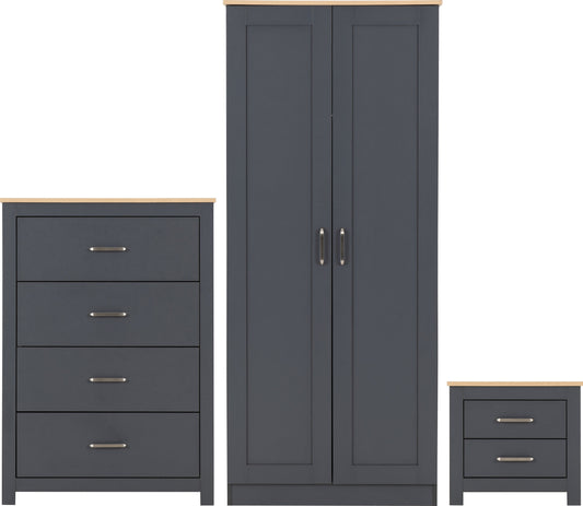 Portland Trio Set - Grey/Oak Effect