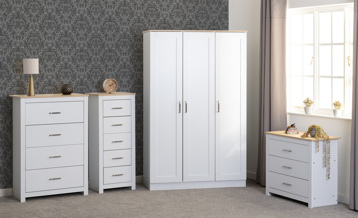 Portland 3 Door Wardrobe - White/Oak Effect