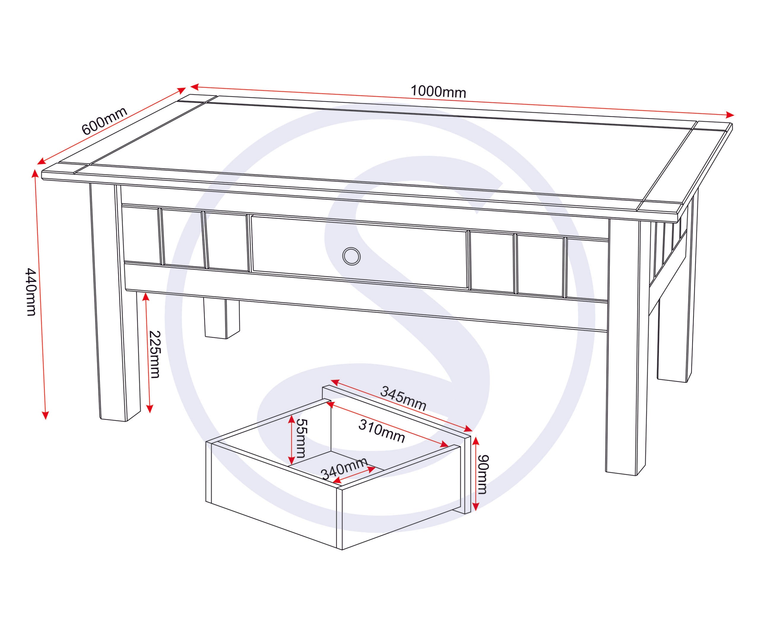 Panama 1 Drawer Coffee Table - White/Natural Wax
