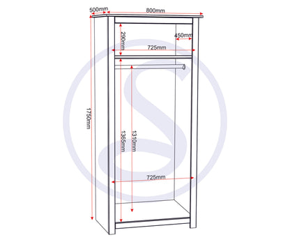 Panama 2 Door Wardrobe - Natural Wax