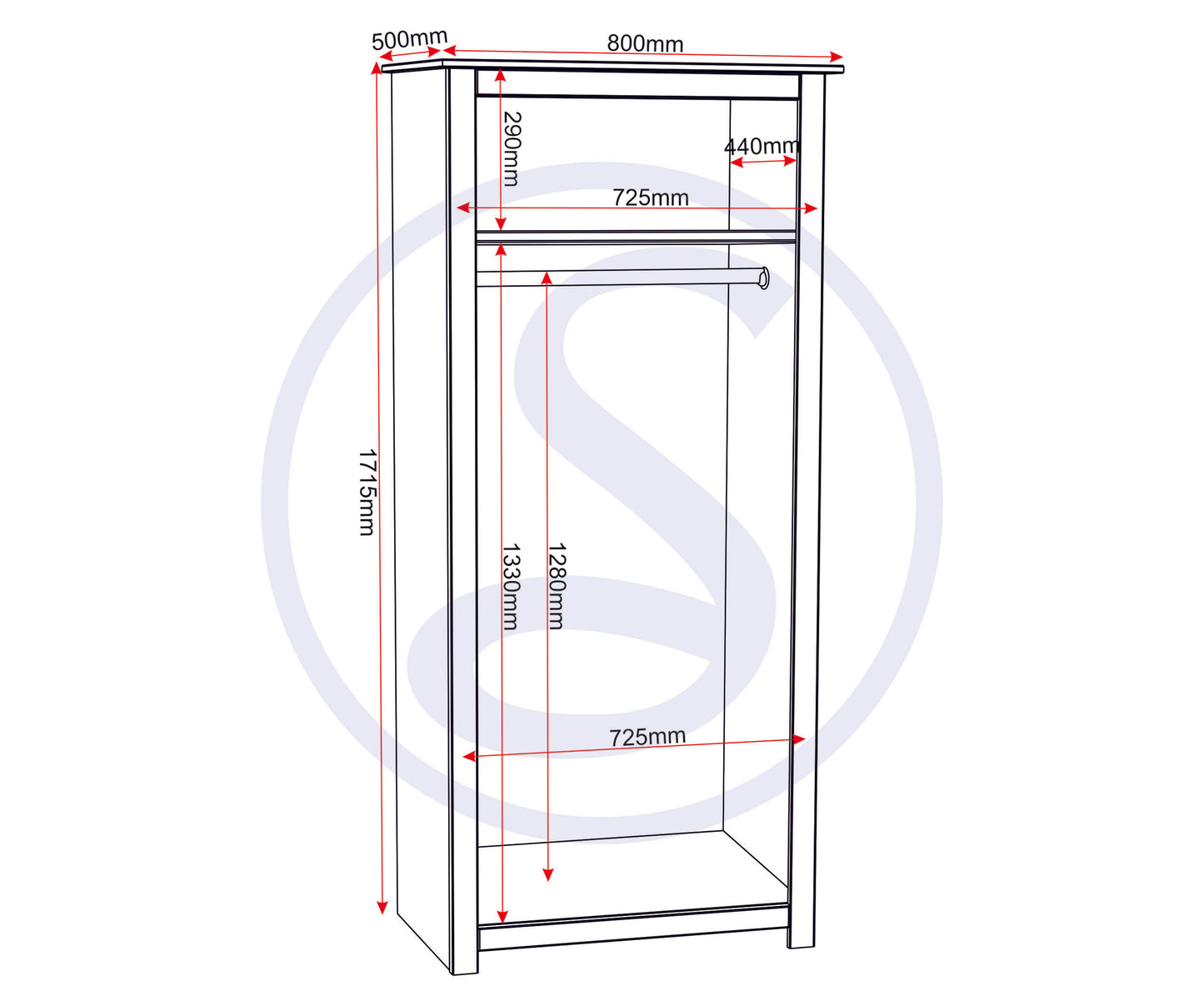 Panama 2 Door Wardrobe - White/Natural Wax
